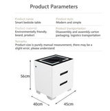 Smart Bedside Tables Side 3 Drawers Wireless Charging USB Right Hand Nightstand LED Light AU Black