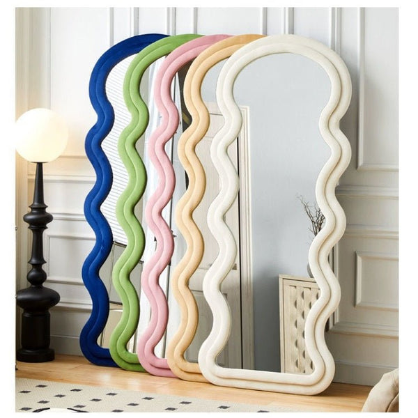 1.7m Elegance Curvy Floor Mirror Wavy Full Lenght Curvy Squiggle Full Body Irregular Asymmetrical Floor Home Decor Birch White