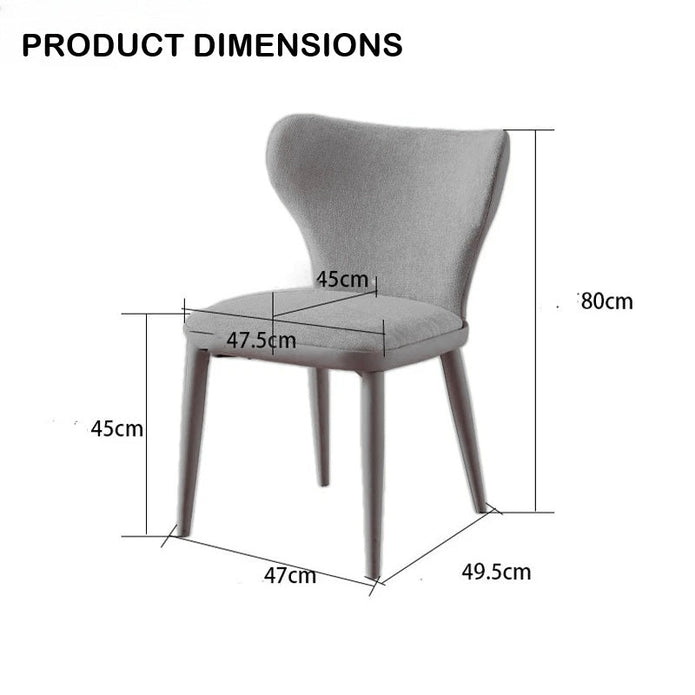 VELLUTO Modern Kitchen Dining Room Chairs Faux Leather Flannel Accent Chairs Metal Vanity Lounge Chair with Back for Living Room Set of 2(Light Grey)