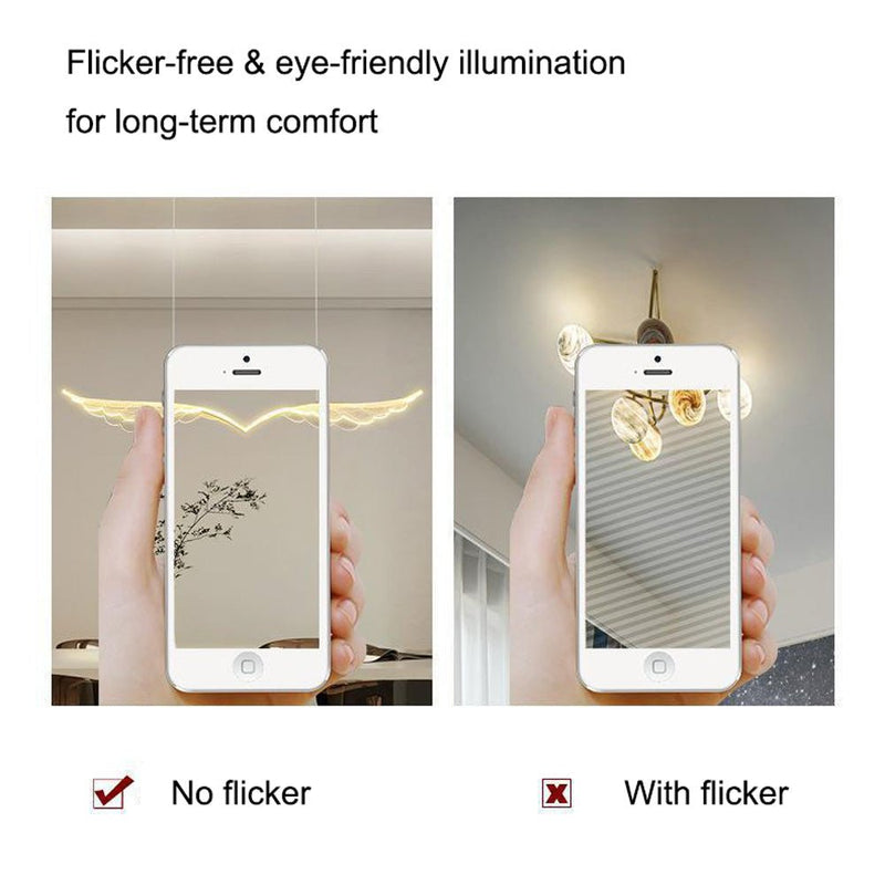 BAMDECOR Wing-Shaped LED Ceiling Light 3-Color Changeable Stepless Dimming High Light Transmission Board Modern Lighting Fixture