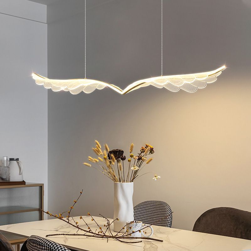 BAMDECOR 150cm Wing-Shaped LED Ceiling Light 3-Color Changeable Stepless Dimming High Light Transmission Board Modern Lighting Fixture