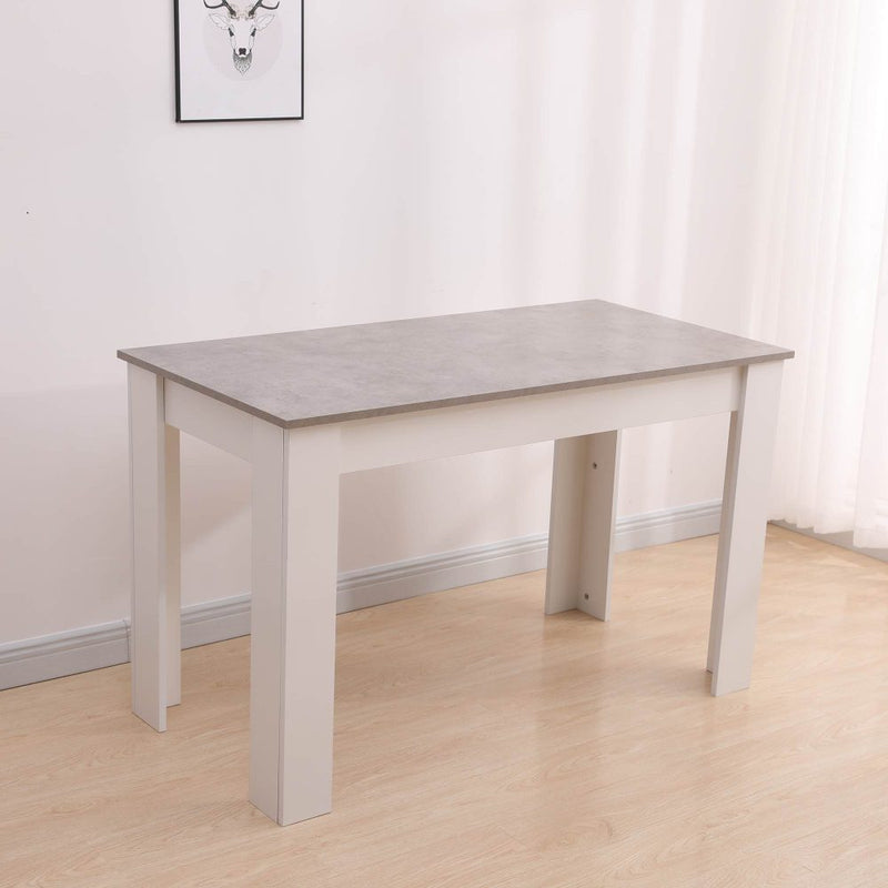 Grey Rectangular Dining Table with 4x Green Velvet Chairs