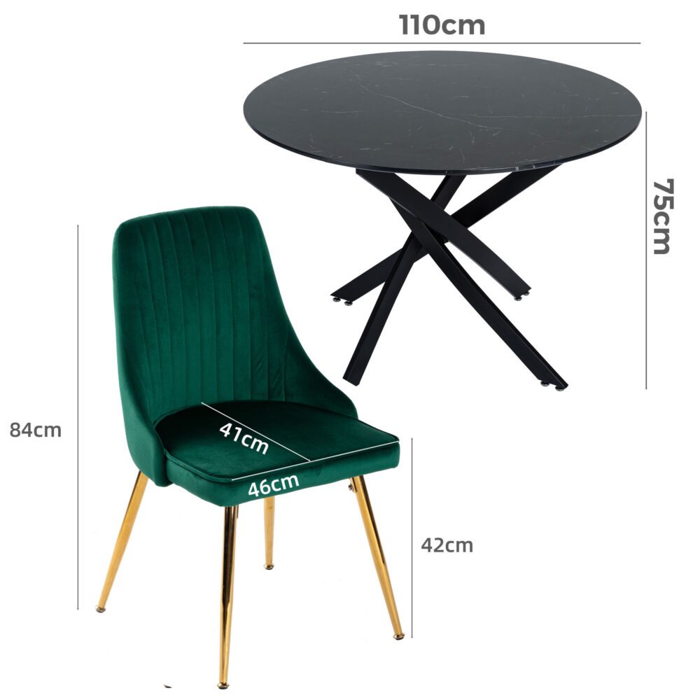 The Velvet Marble Table and Chair Set