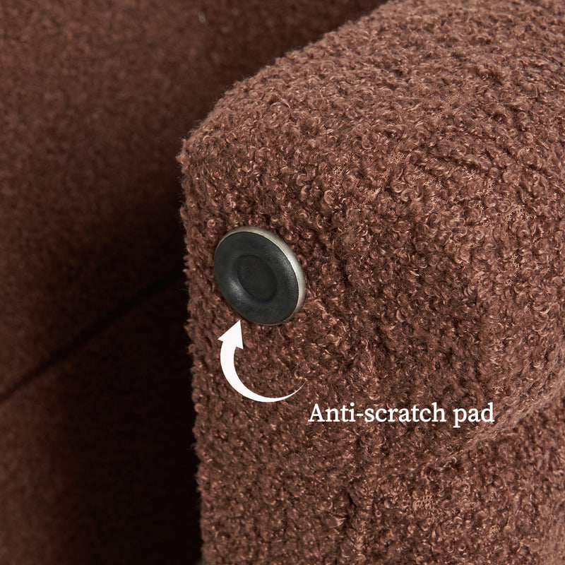 2X Ridge Arch Ottoman Stool Teddy Fleece Fabric Foot Rest 45cm BROWN