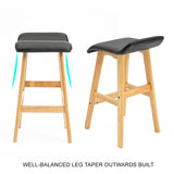 4X Wooden Bar Stool Dining Chair Leather DARA 65cm BLACK