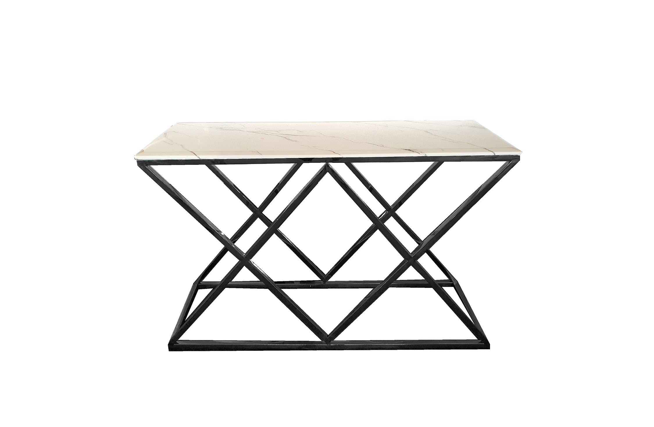 Alsea Console Table Black Base - White Marble