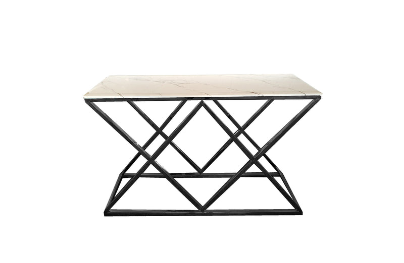 Alsea Console Table Black Base - White Marble