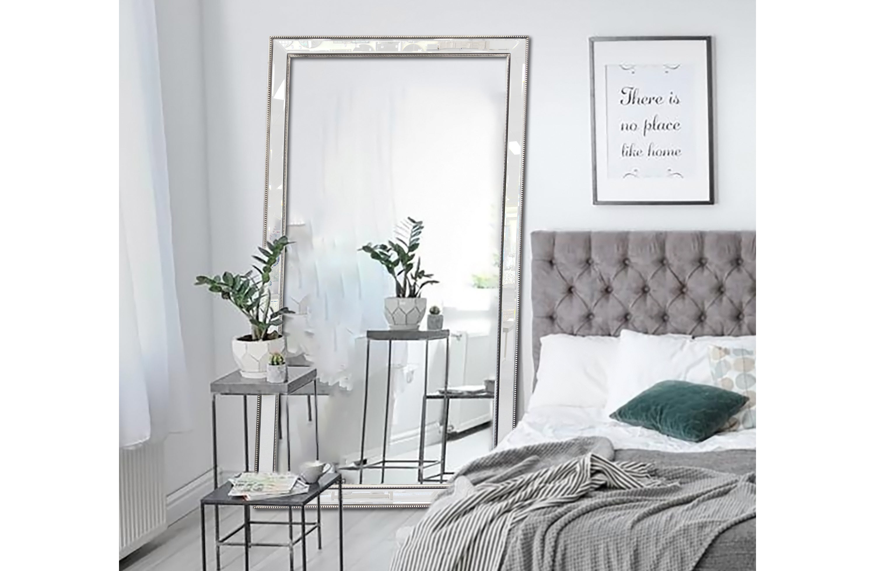 Silver Beaded Framed Mirror - X Large 190cm x 100cm