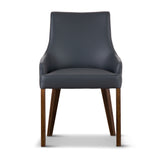 Tuberose Dining Chair Set of 2 PU Leather Solid Acacia Wood Furniture Dark Grey