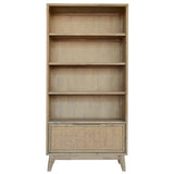 Grevillea Bookshelf Bookcase 4 Tier Drawers Solid Acacia Timber Wood - Brown