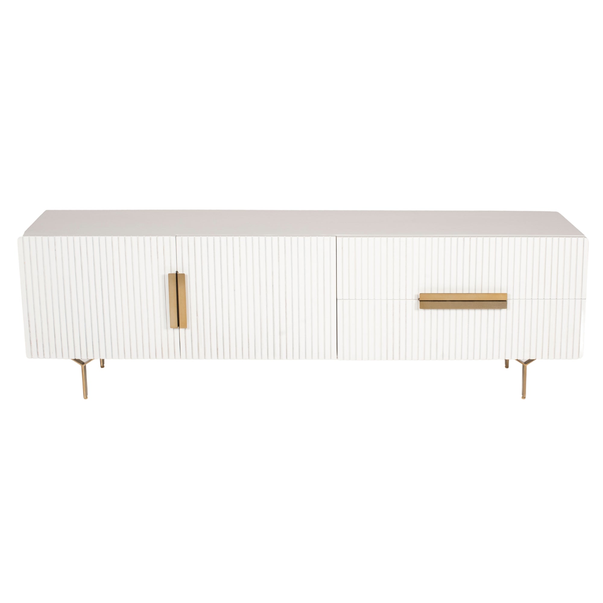 Knox ETU Entertainment TV Unit 180cm 3 Door 2 Drawer Solid Mango Wood - White