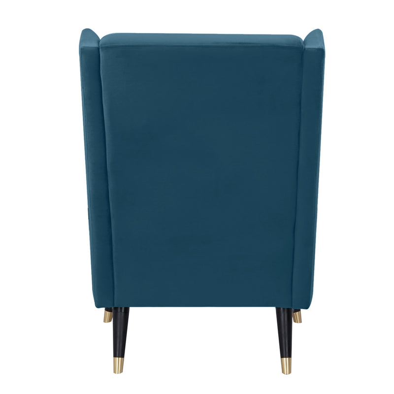 Sylvia Set of 2 Accent Sofa Arm Chair Fabric Uplholstered Lounge Couch - Navy