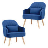 Keira Set of 2 Accent Sofa Arm Chair Fabric Uplholstered Lounge - Dark Blue