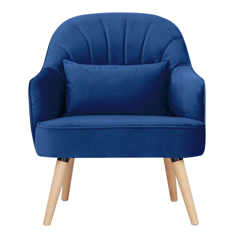 Keira Set of 2 Accent Sofa Arm Chair Fabric Uplholstered Lounge - Dark Blue
