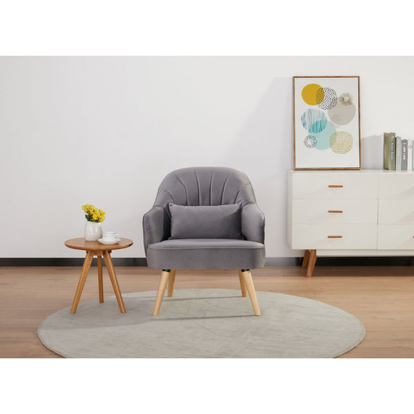 Keira Set of 2 Accent Sofa Arm Chair Fabric Uplholstered Lounge - Mid Grey