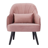 Keira Set of 2 Accent Sofa Arm Chair Fabric Uplholstered Lounge - Pink