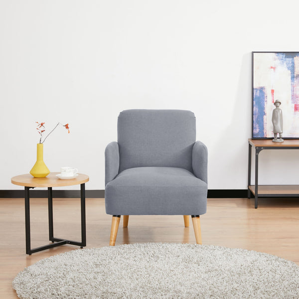 Brianna 1 Seater Sofa Arm Chair Fabric Uplholstered Lounge Couch - Light Grey
