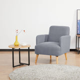 Brianna Set of 2 Sofa Arm Chair Fabric Uplholstered Lounge Couch - Light Grey