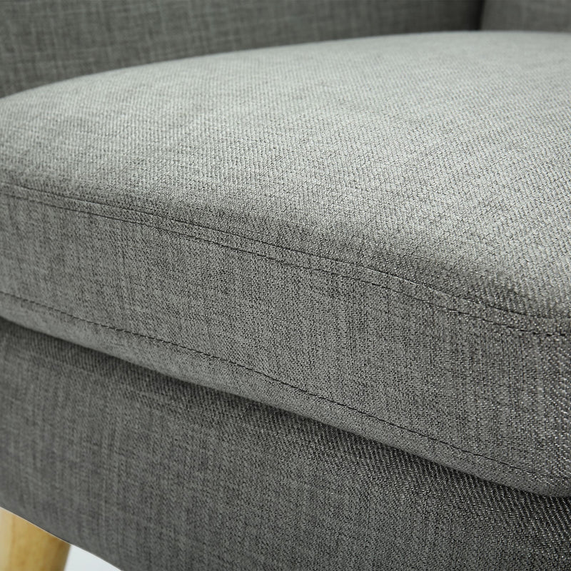Dane Single Seater Fabric Upholstered Sofa Armchair Set of 2 - Mid Grey