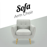 Dane Single Seater Fabric Upholstered Sofa Armchair Lounge Couch - Light Grey