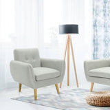 Dane Single Seater Fabric Upholstered Sofa Armchair Lounge Couch - Light Grey