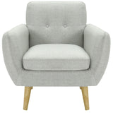 Dane Single Seater Fabric Upholstered Sofa Armchair Lounge Couch - Light Grey