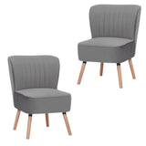 Drew Set of 2 Sofa Accent Chair Fabric Uplholstered Lounge Couch - Mid Grey