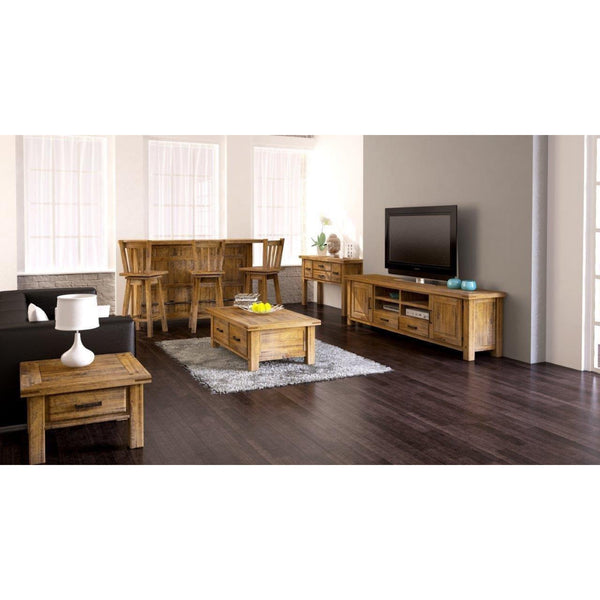 Teasel ETU Entertainment TV Unit 180cm 2 Door Solid Pine Wood - Rustic Oak
