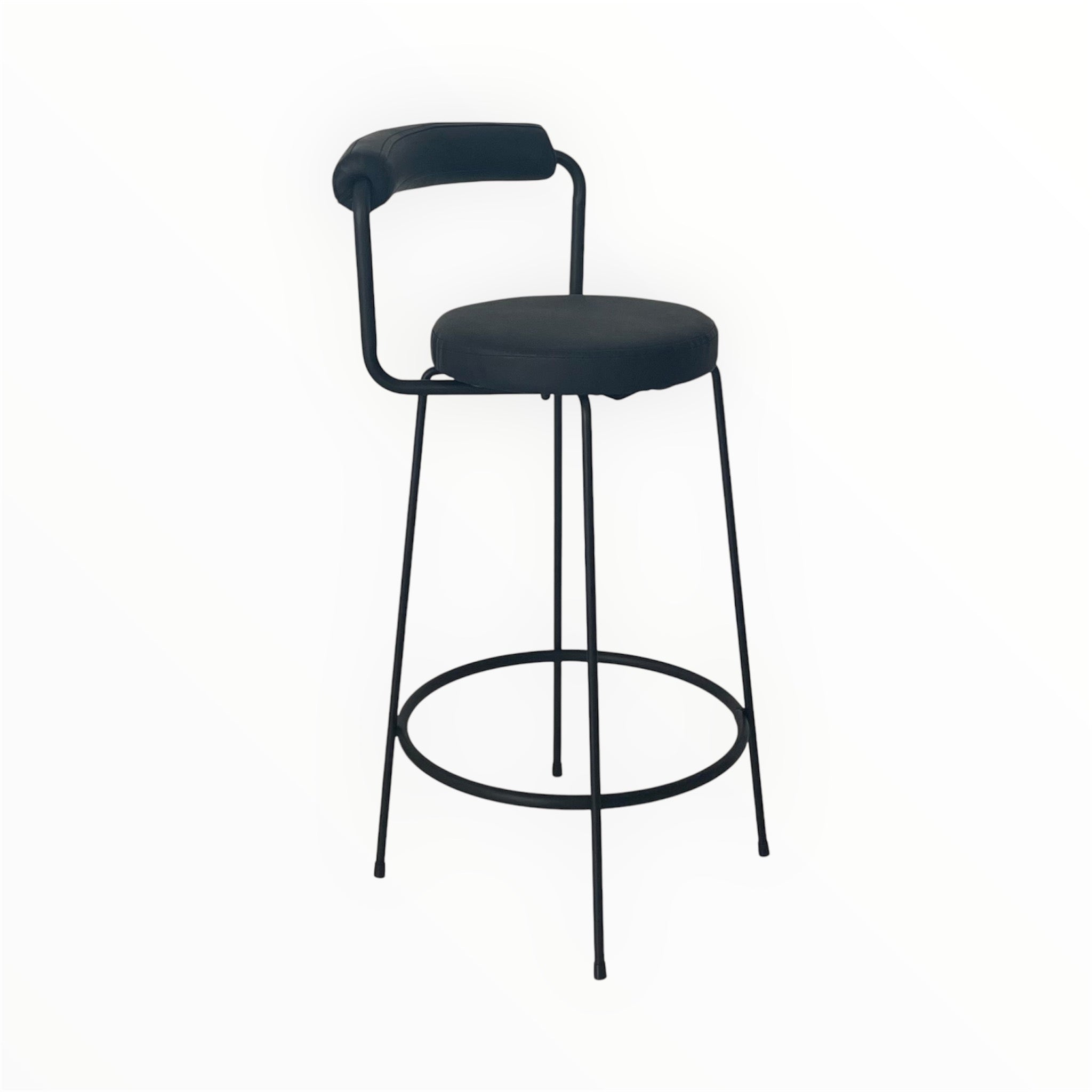 Interior Ave - Calipo Black Leather Kitchen Bar Stool - Set of 2