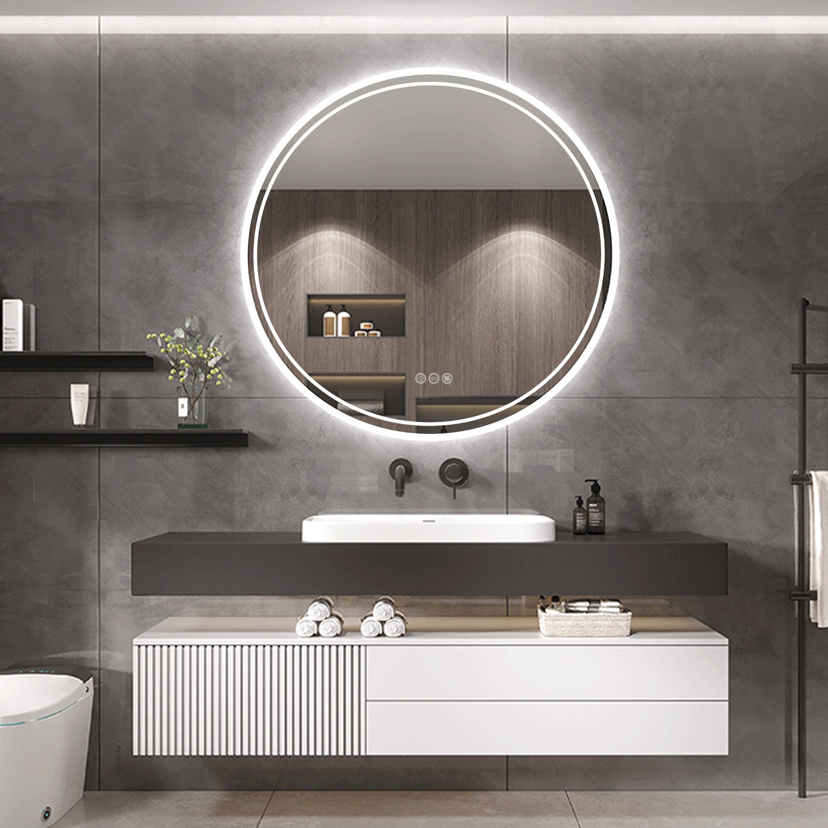 Interior Ave - 80cm Round Frameless LED Bathroom Mirror