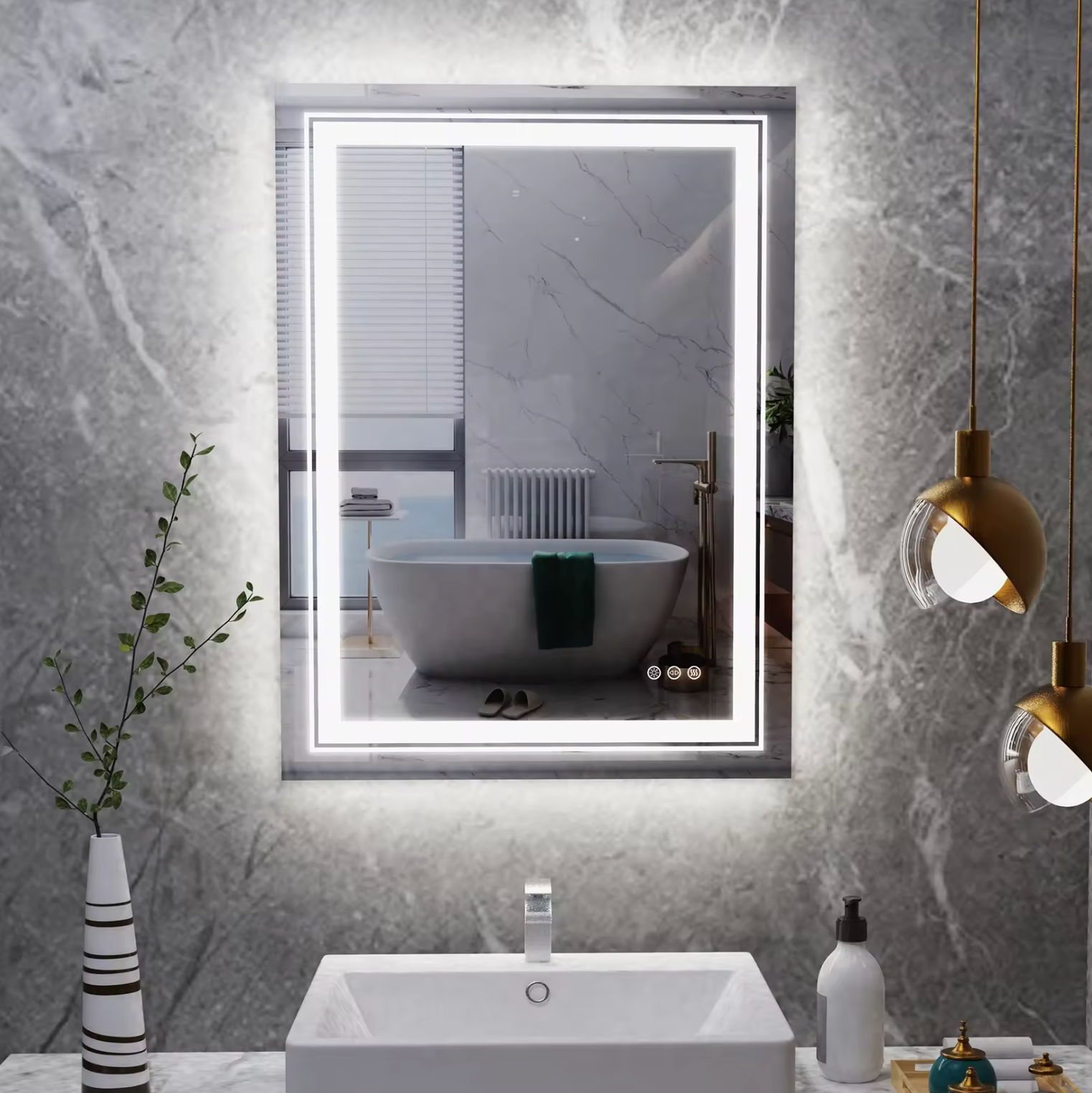 Interior Ave - 70 x 90cm Rectangle Frameless LED Bathroom Mirror
