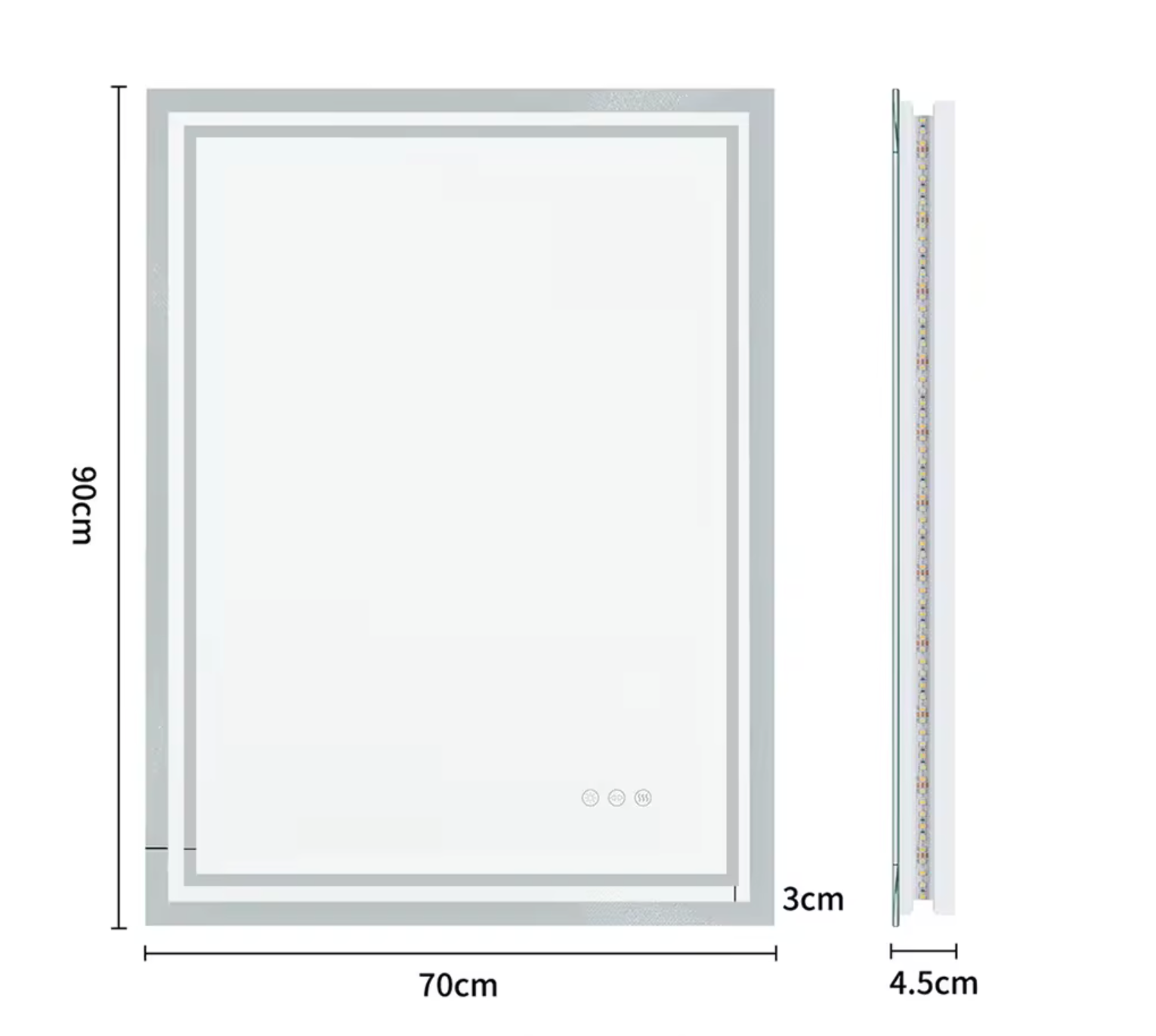 Interior Ave - 70 x 90cm Rectangle Frameless LED Bathroom Mirror