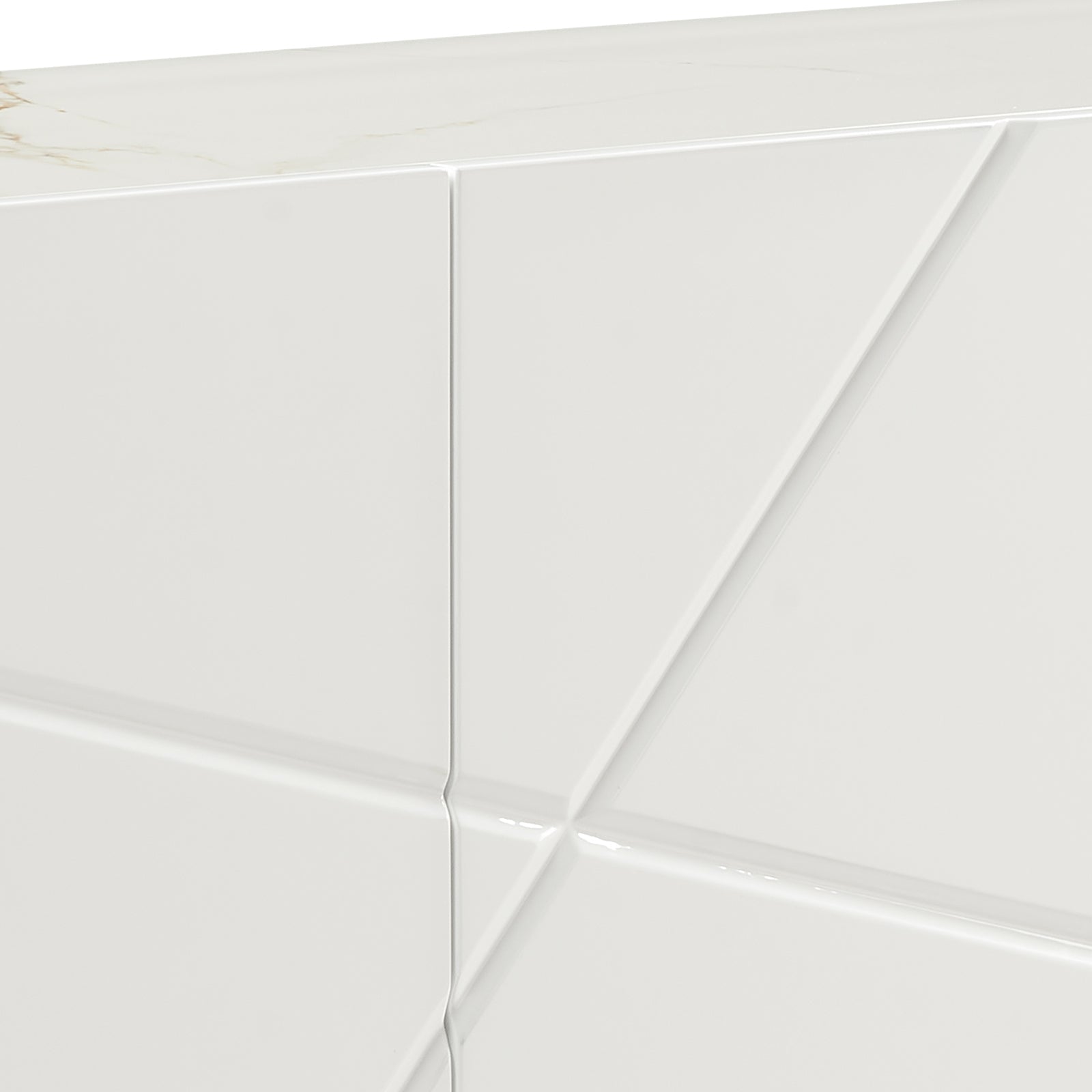 Buffet Sideboard Colour Ceramic Top MDF in Glossy White Gold Colour