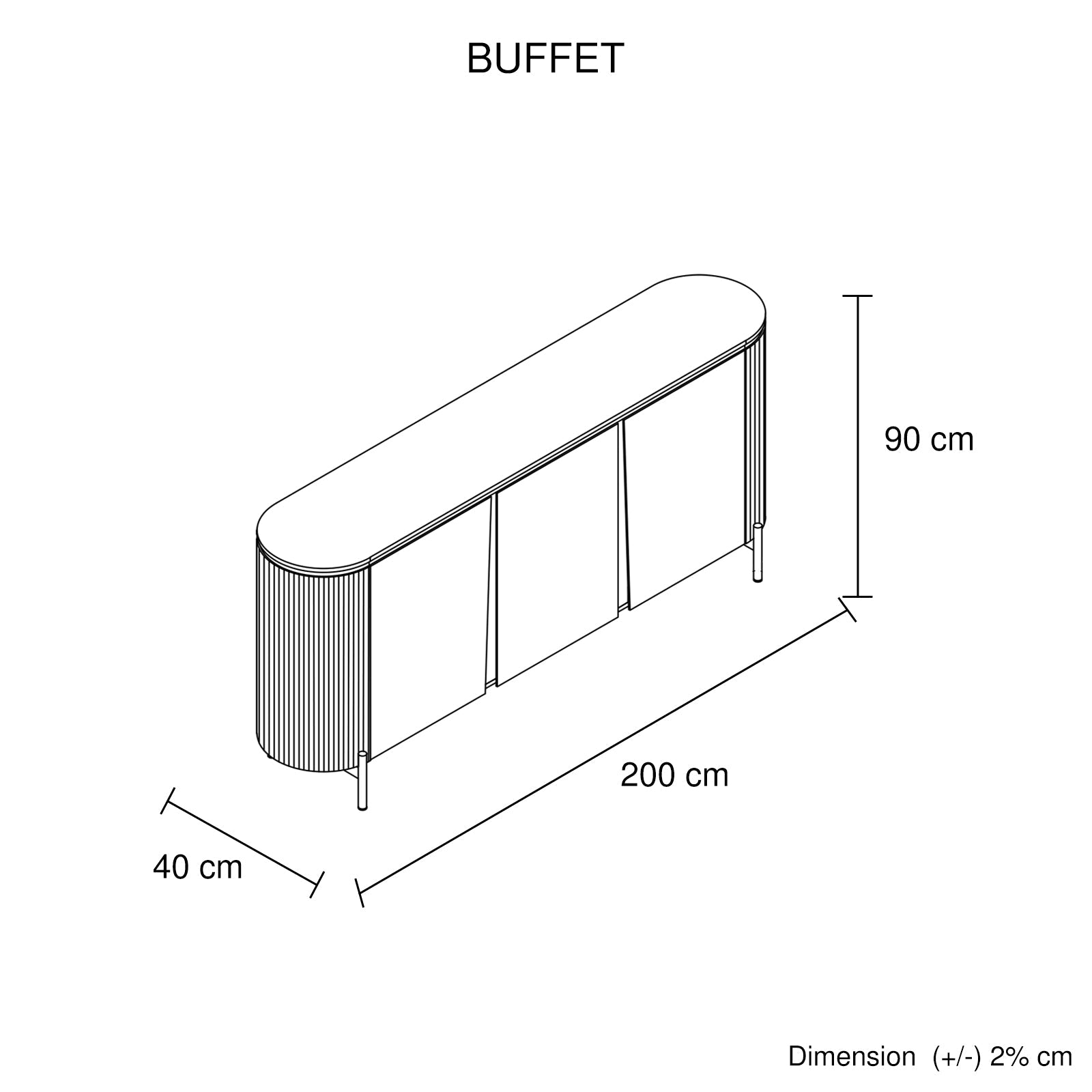 Buffet MDF Glossy Surface Ceramic Top Dark Blue Storage Cabinet