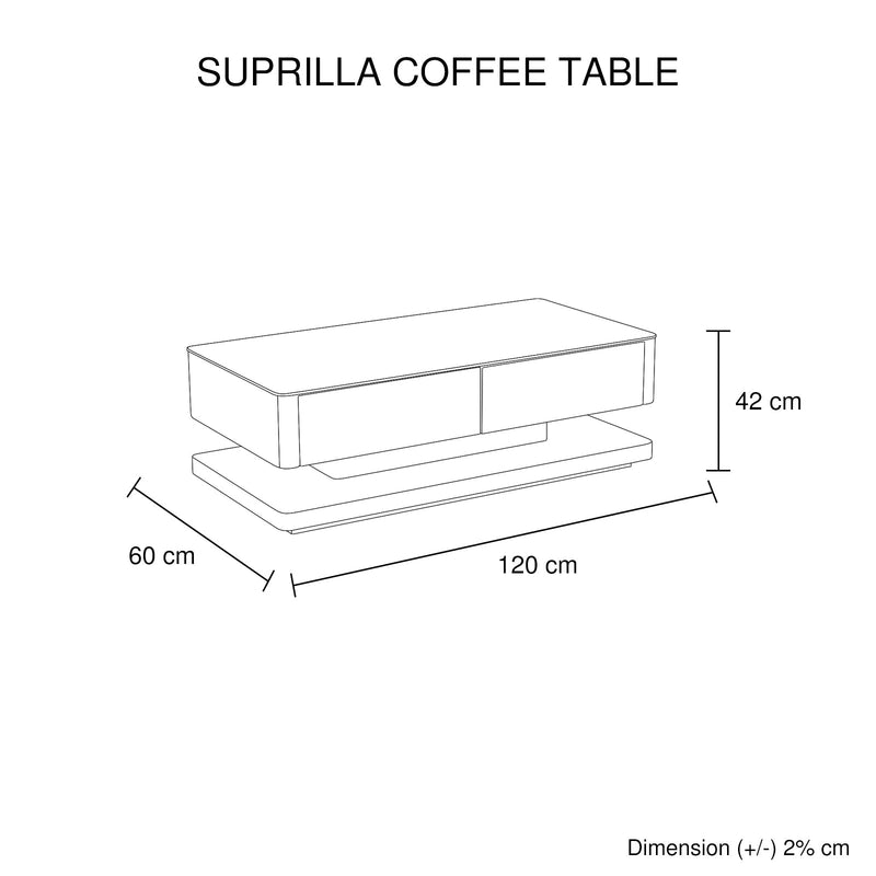Stylish Coffee Table High Gloss Finish in Shiny Black Colour with 4 Drawers Storage