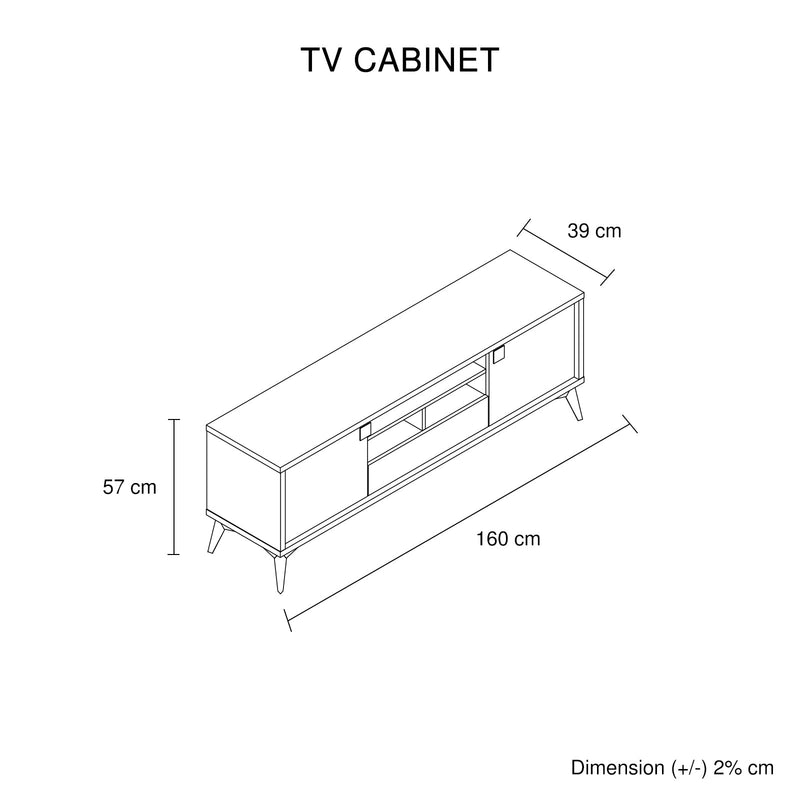 TV Cabinet with Storage Drawer Open Shelve Cabinet MDF in Champagne Colour