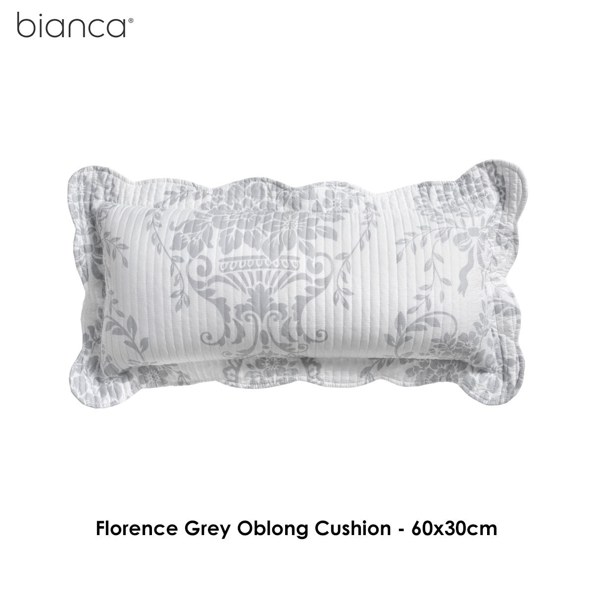 Bianca Florence Grey Oblong Cushion