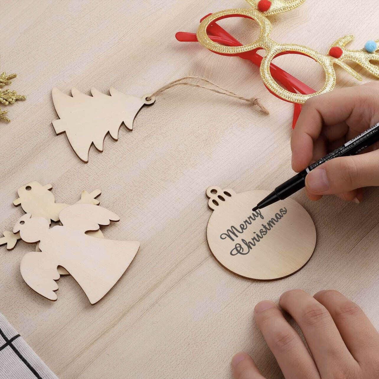 Wooden Christmas Hanging Ornament for Tree DIY Craft Decoration 10pcs - Deer02