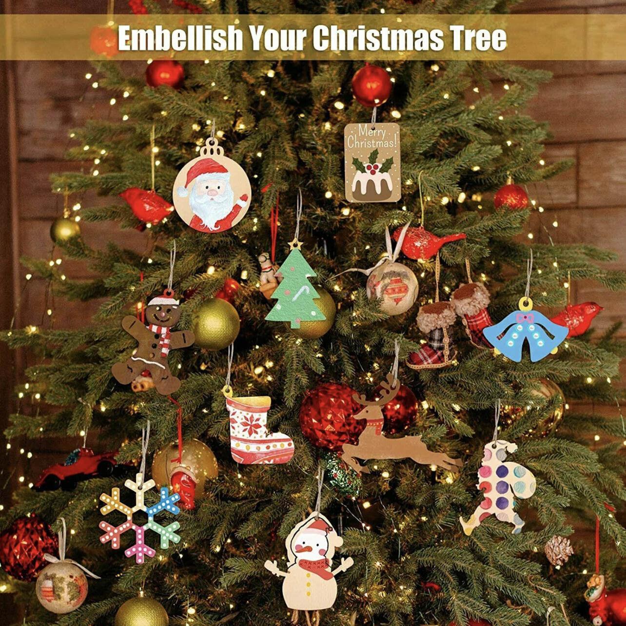 Wooden Christmas Hanging Ornament for Tree DIY Craft Decoration 10pcs - Deer02