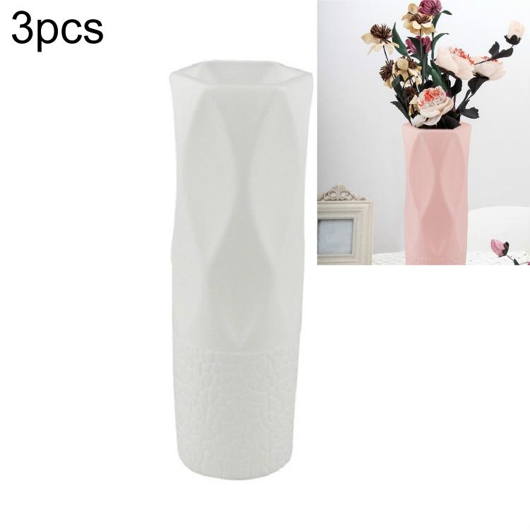 3-piece Plastic Vase Set for Dry and Wet Flower Arrangements and Floral Decor - Pink