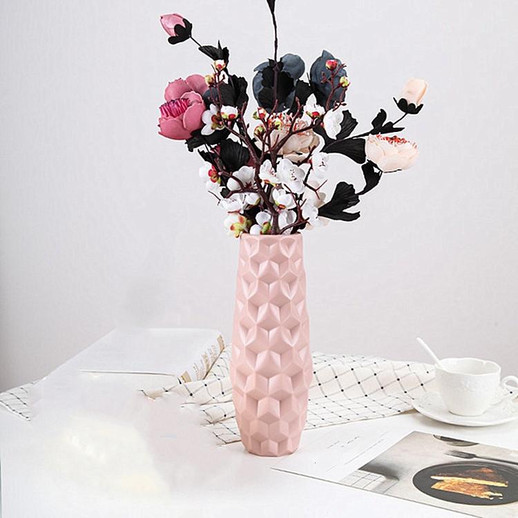 Creative Diamond-shaped Vase for Dry and Wet Flower Arrangements - Milk White
