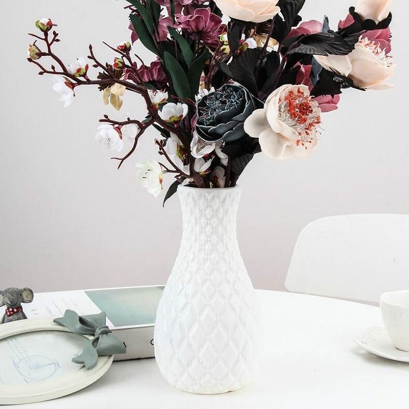 Hydroponic Plastic Vase for Dry and Wet Flower Arrangements - Desktop Furnishings - Milk White