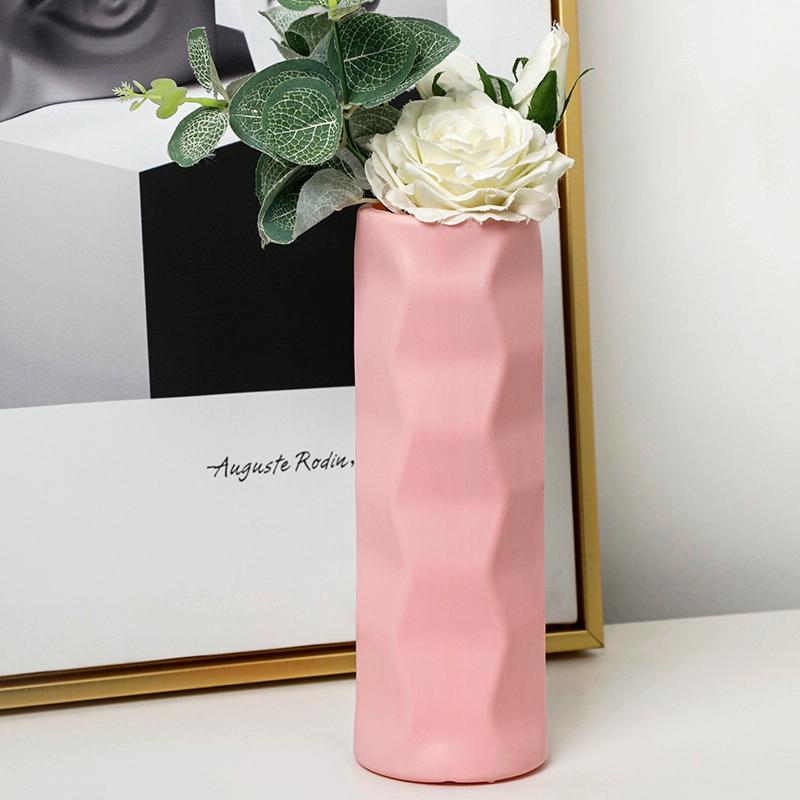 Wave Drop-proof Imitation Porcelain Vase - Simple Home Decor - Pink