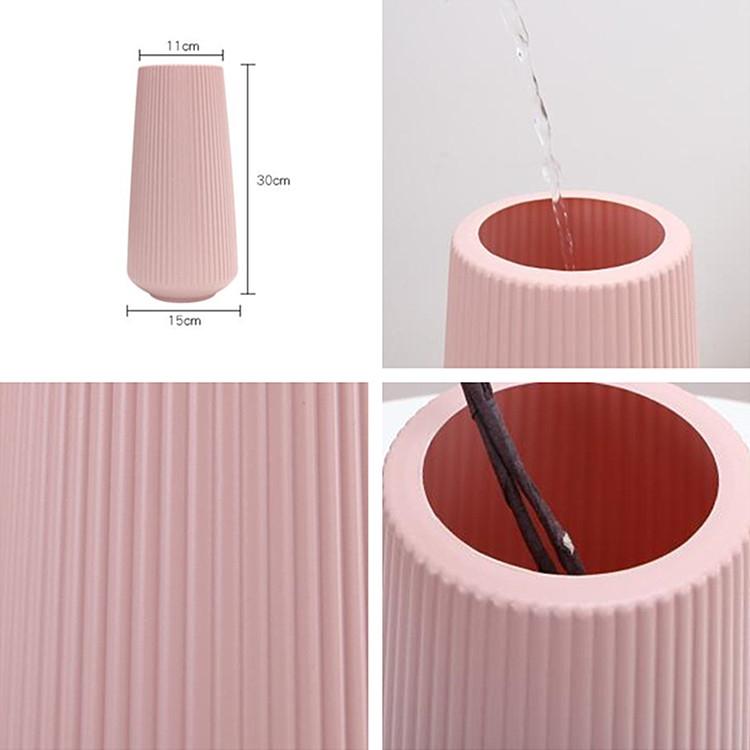 Versatile Plastic Flower Vase for Dry and Wet Arrangements - Pink