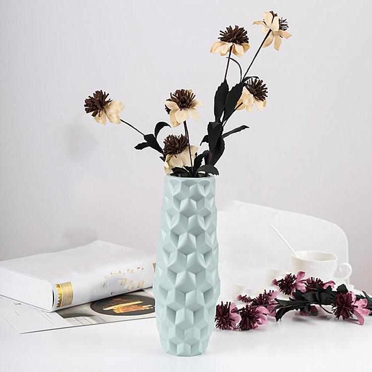 Creative Diamond-shaped Vase for Dry and Wet Flower Arrangements - Blue