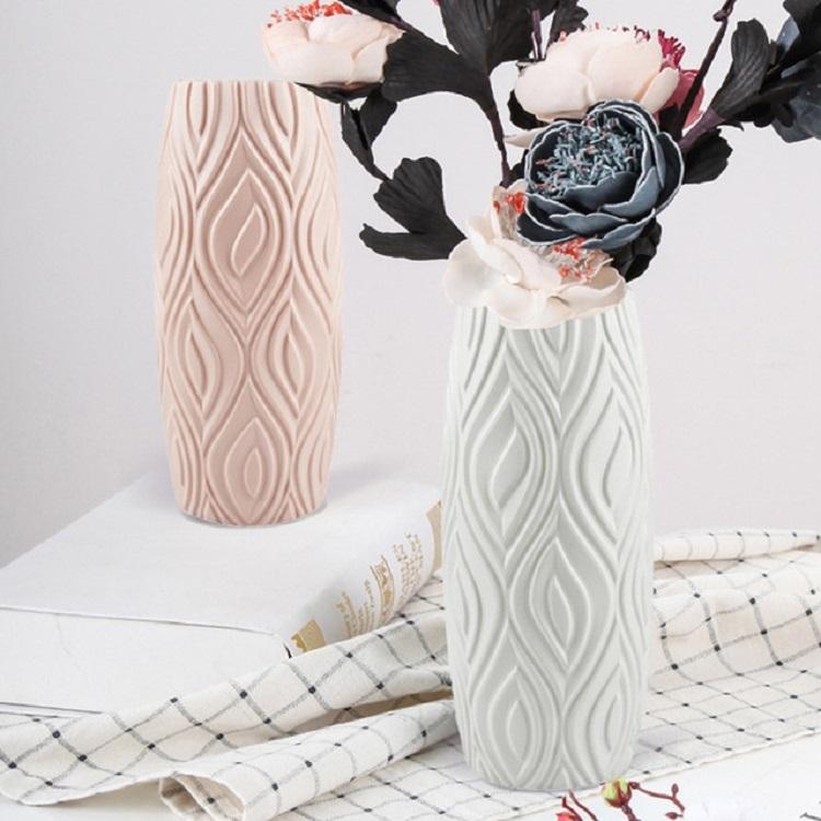 2-piece Plastic Vase Set for Creative Flower Arrangements Wet and Dry Decor - Blue