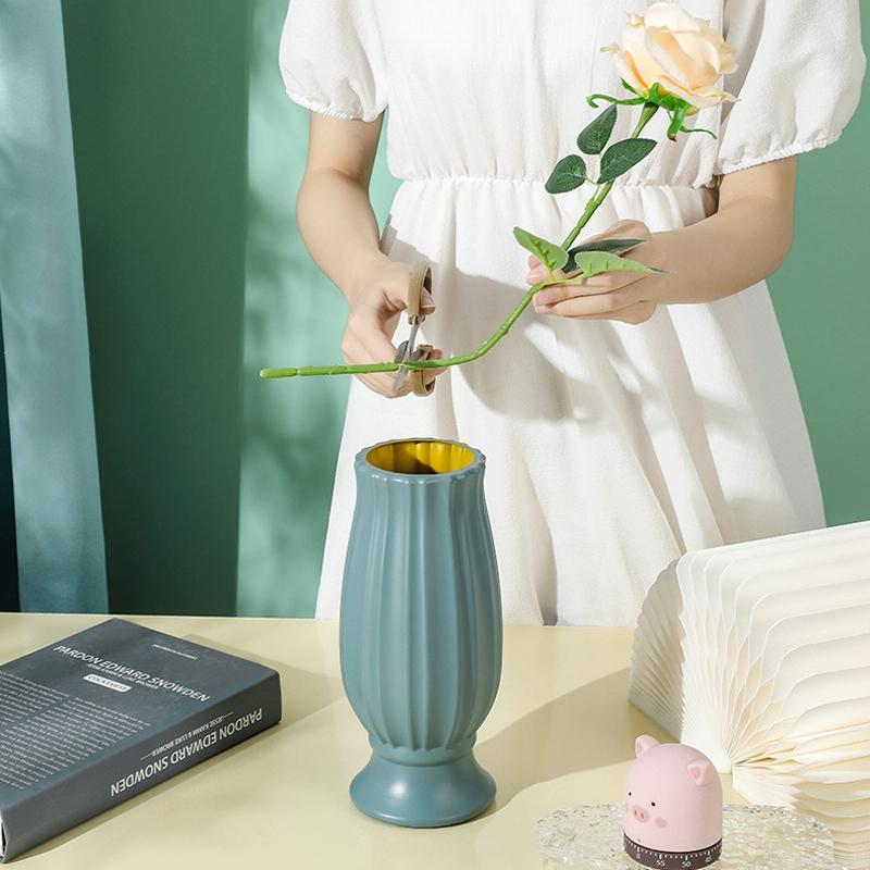 Soft Dried Flower Vase Arrangement for Living Room Decor - Sea Blue