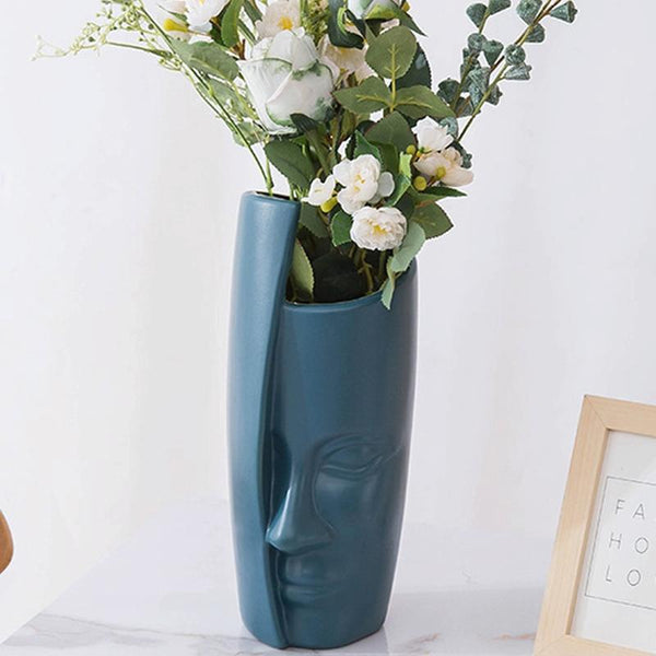 Thickened Drop-proof Vase with Dried Flower Ornaments - Sea Blue