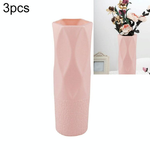 3-piece Plastic Vase Set for Dry and Wet Flower Arrangements and Floral Decor - White