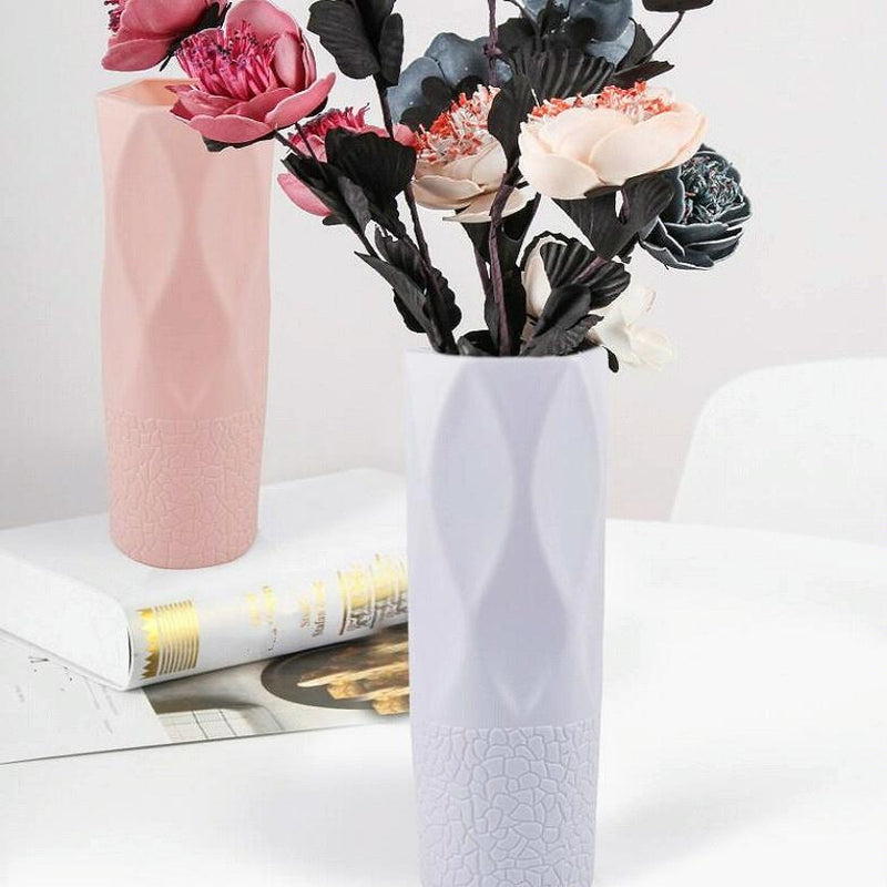 3-piece Plastic Vase Set for Dry and Wet Flower Arrangements and Floral Decor - White